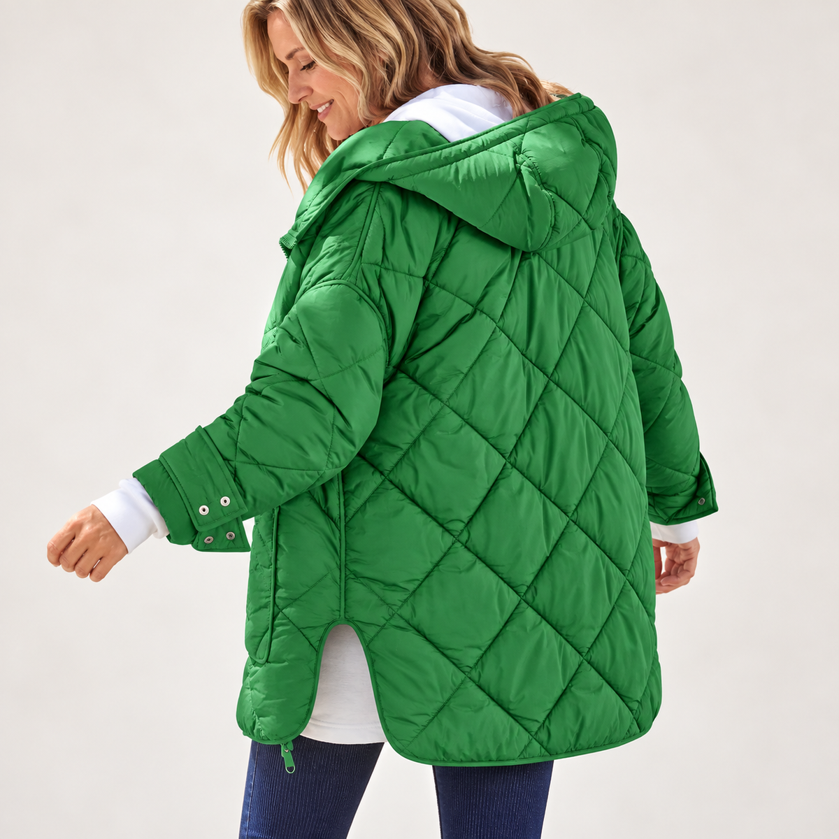Womens Quilted Puffer Jacket Hooded Winter Coat Lightweight Jacket