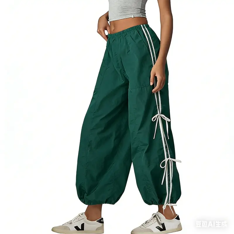 Yeokou Women Pants Elastic High Waist Full Twist Hiking Cargo Pants Basic Trousers Bottom Womenswear Chic Summer