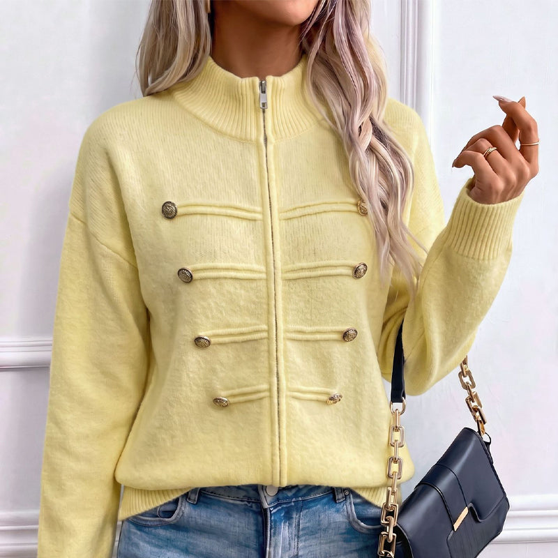 ⏳LAST DAY SALE ONLY£23.99!🔥✨ Effortless Elegance | Women's Casual Double Zipper Sweater Jacket