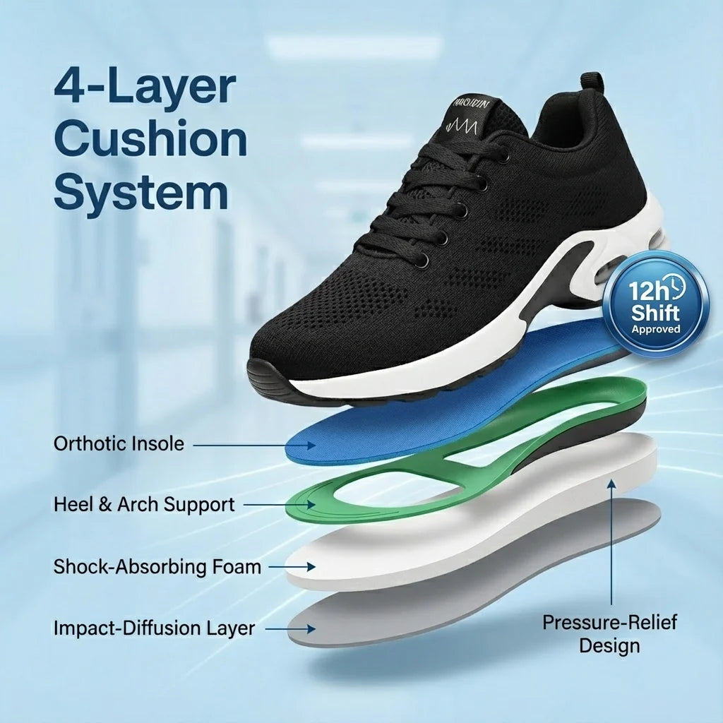 Homeveloa™ Pro — 12-Hour Shift Shoes for All-Day Foot, Knee & Back Pain Relief