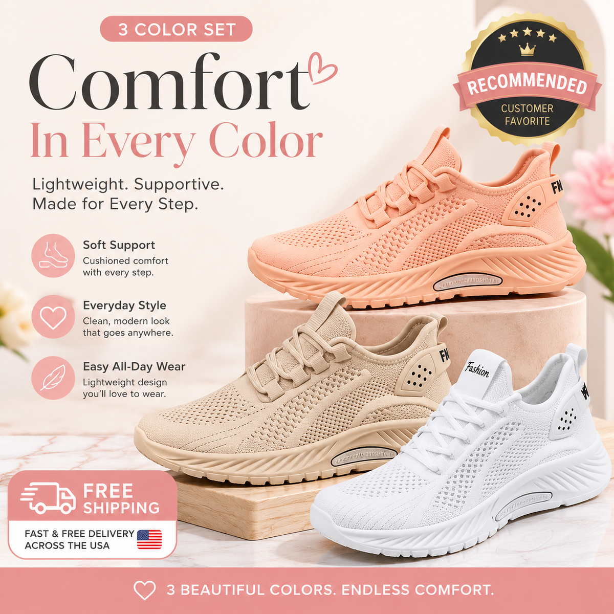 Women’s Orthopedic Support Sneakers – Walk Comfortably All Day