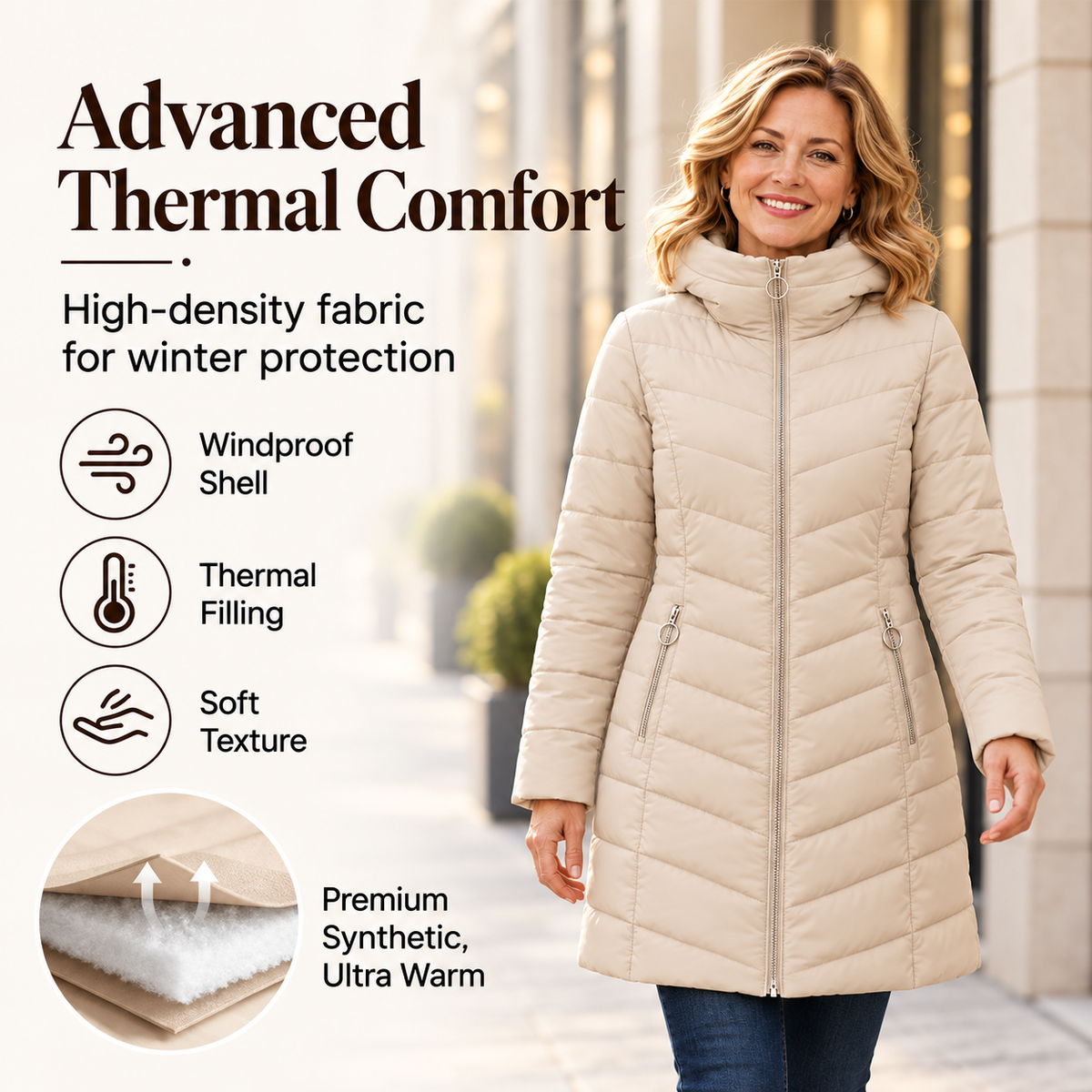 ❄️Warmth Without the Bulk | Women's Plush-Lined Hooded Mid-Length Coat⚡ Free Shipping