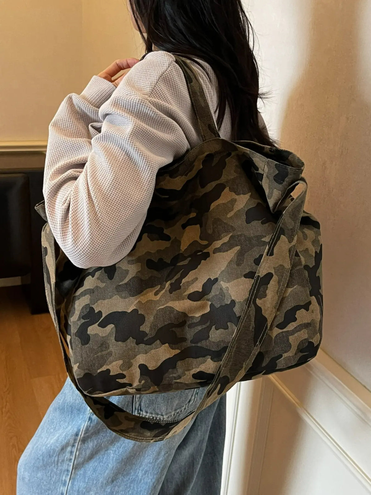 Women's Large-Capacity Leopard Corduroy Tote Bag
