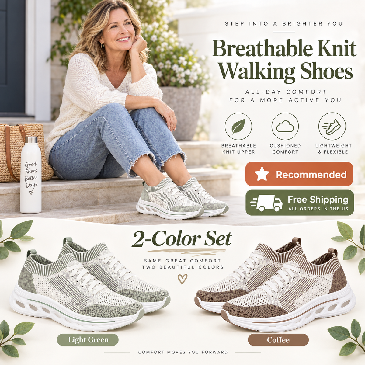Women’s Breathable Knit Walking Shoes – Lightweight & Supportive Comfort