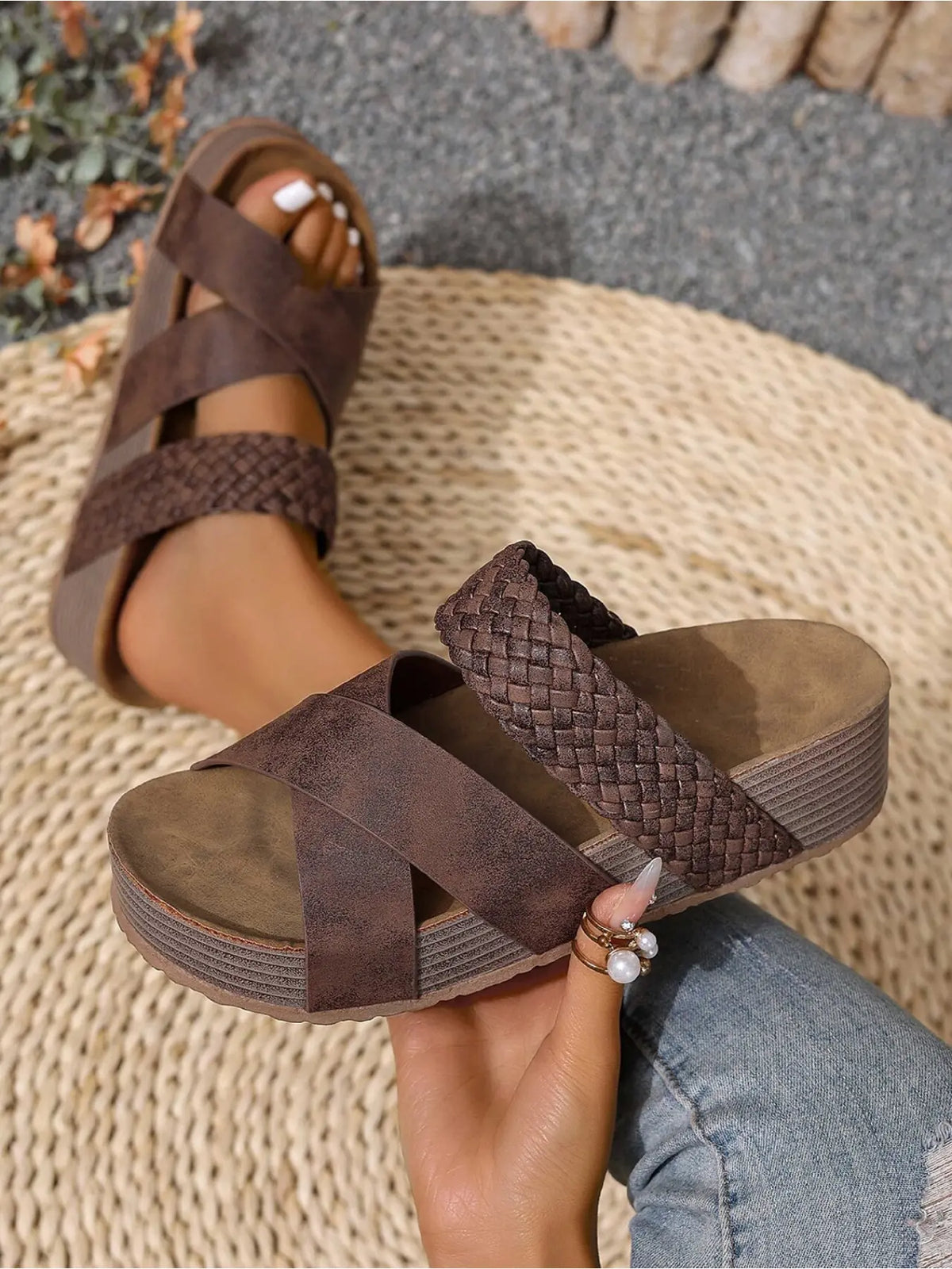 Women's Summer Wedge Platform Sandals, Bohemian Trendy Sandals, Soft Comfortable Lightweight Beach Sandals, Breathable Outdoor Casual Sandals