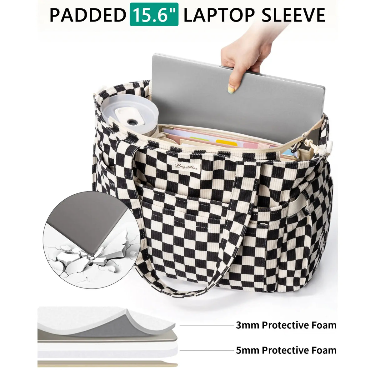 LeodoBag Women's Corduroy Laptop Work Tote
