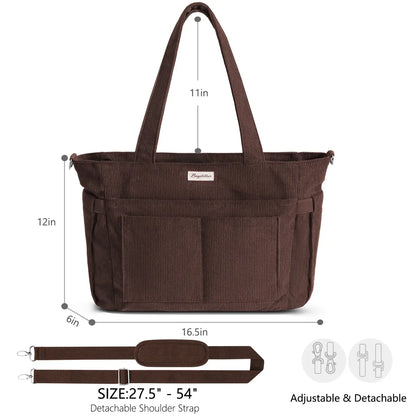 LeodoBag Women's Corduroy Laptop Work Tote