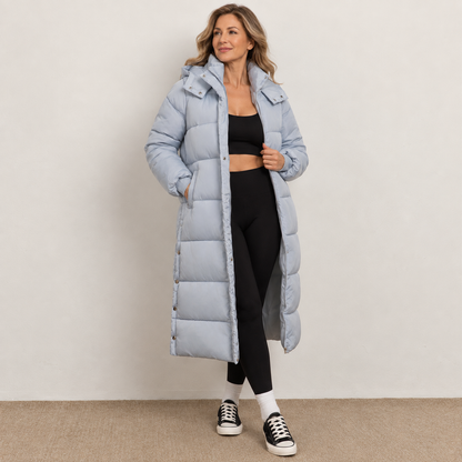 Womens Long Puffer Coat Warm Zip Hooded Winter Coats Jackets