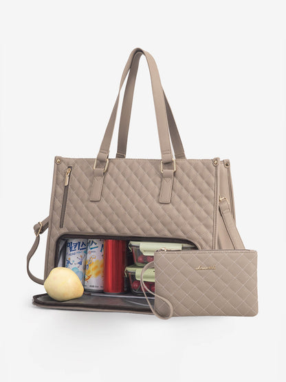 2Pcs Lunch Tote Shoulder Bag, 15.6"
