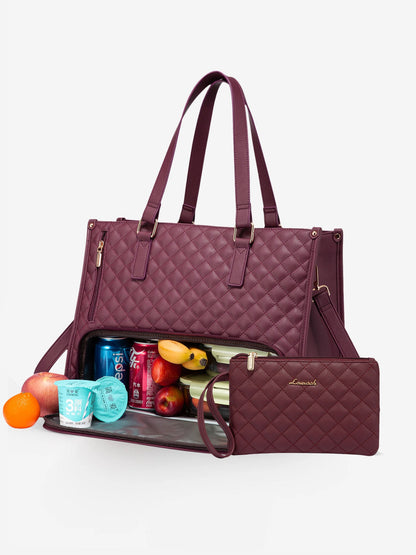 2Pcs Lunch Tote Shoulder Bag, 15.6"