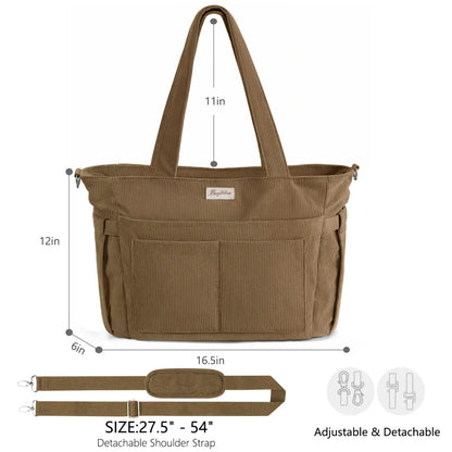 LeodoBag Women's Corduroy Laptop Work Tote