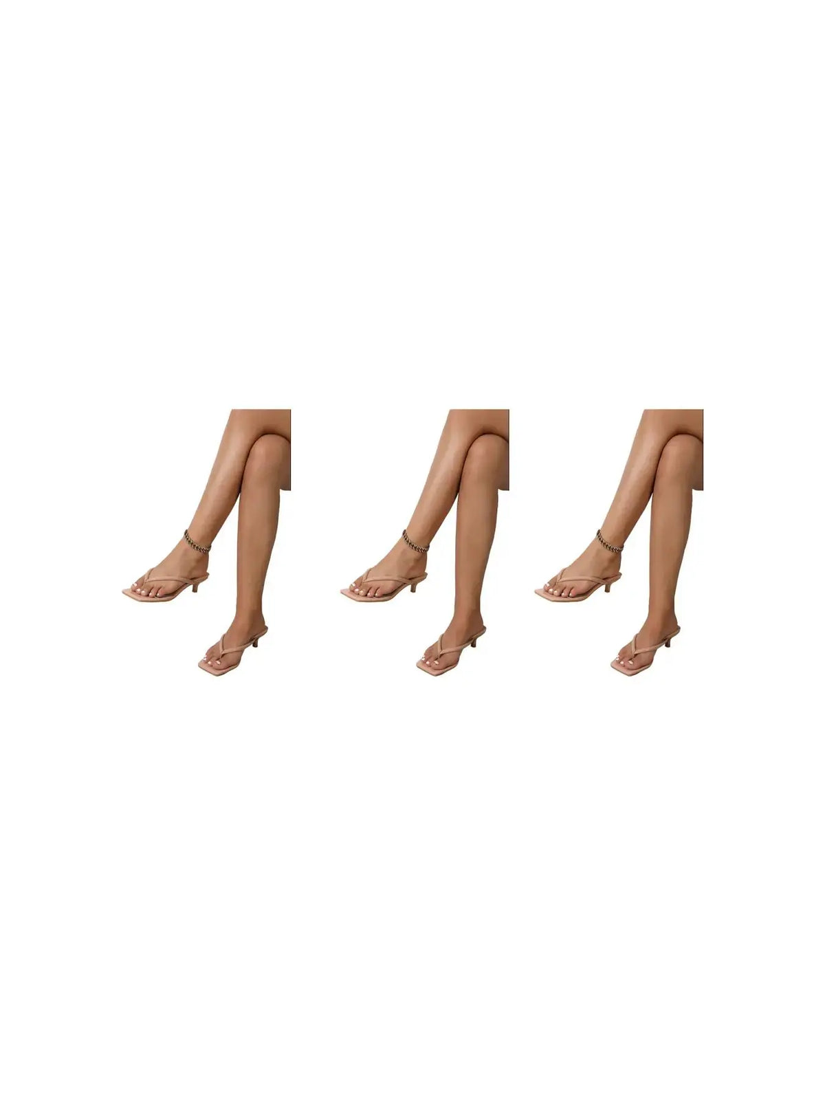 Summer Outfits Solid Color Square Toe Mid Heel Slide Sandals