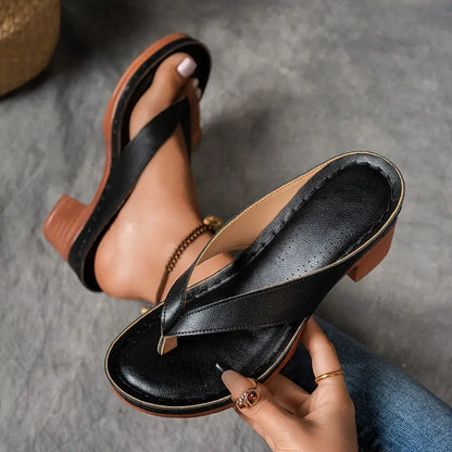 🔥Best Seller-Last Day Sale 60% OFF🔥Women'S Solid Color Summer Chunky Heel Sandals ( Buy 2 Free Shipping )
