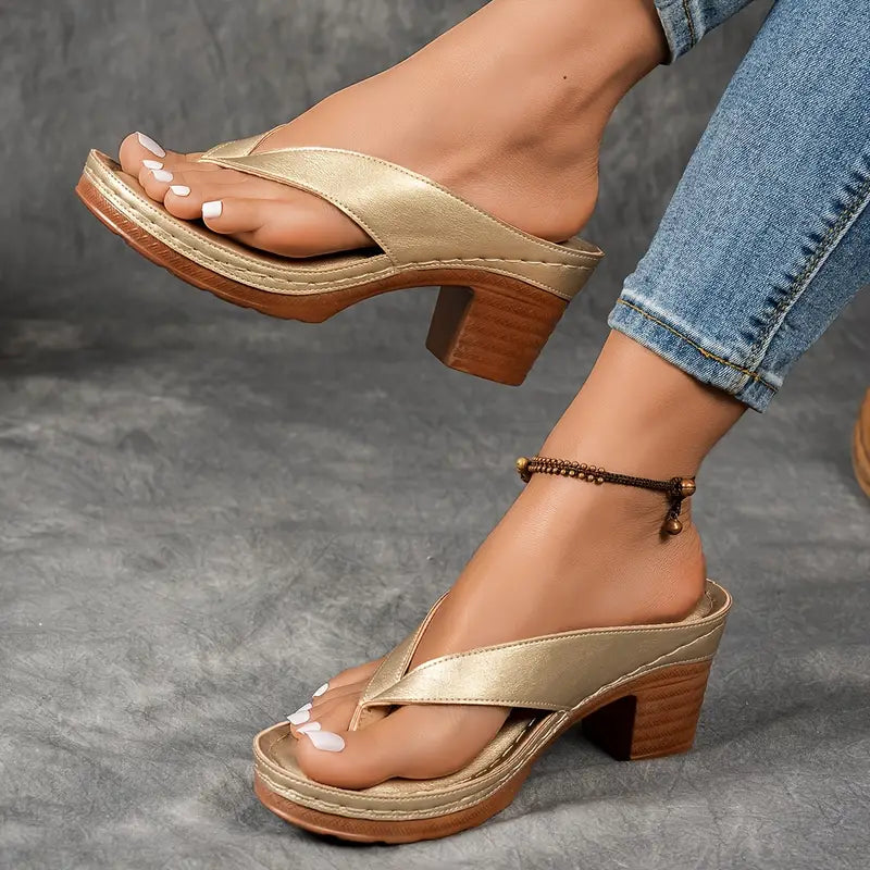 🔥Best Seller-Last Day Sale 60% OFF🔥Women'S Solid Color Summer Chunky Heel Sandals ( Buy 2 Free Shipping )