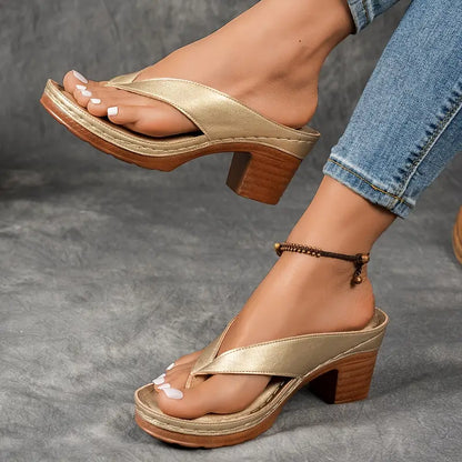 🔥Best Seller-Last Day Sale 60% OFF🔥Women'S Solid Color Summer Chunky Heel Sandals ( Buy 2 Free Shipping )