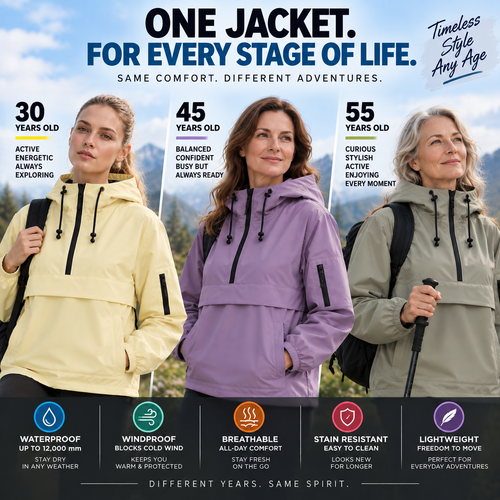 Rain Jacket Women, Women’s Lightweight Anorak Pullover Hoodie Jacket, Water-Resistant