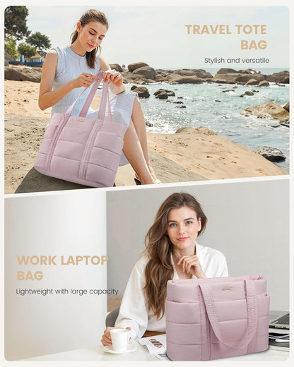 Large Puffer Work Tote Bag, 15.6" 17"