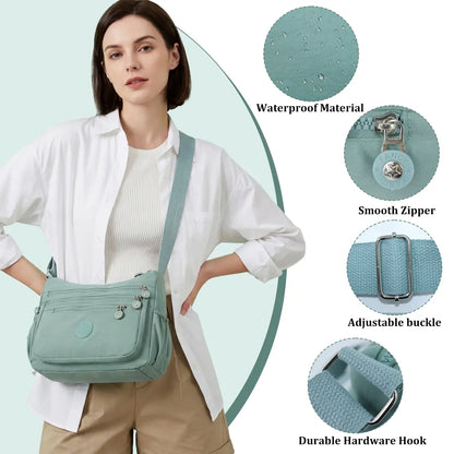 Women's Nylon Anti-Theft Crossbody & Shoulder Bag - Casual Messenger, Multi-Pocket Hands-Free Everyday Wallet, Ideal Gifts for Women (Mother's Day, Valentine's Day), Casual Messenger Bags