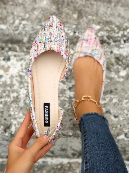 Women's Fashionable Colorblock Print Flat Shoes