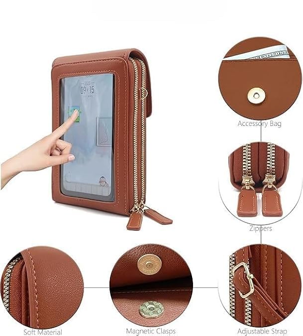 ChicTouch Crossbody Phone Purse – Leather Sling Bag with Touchscreen Pocket & Card Slots