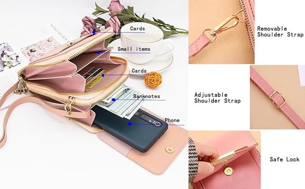 ChicTouch Crossbody Phone Purse – Leather Sling Bag with Touchscreen Pocket & Card Slots