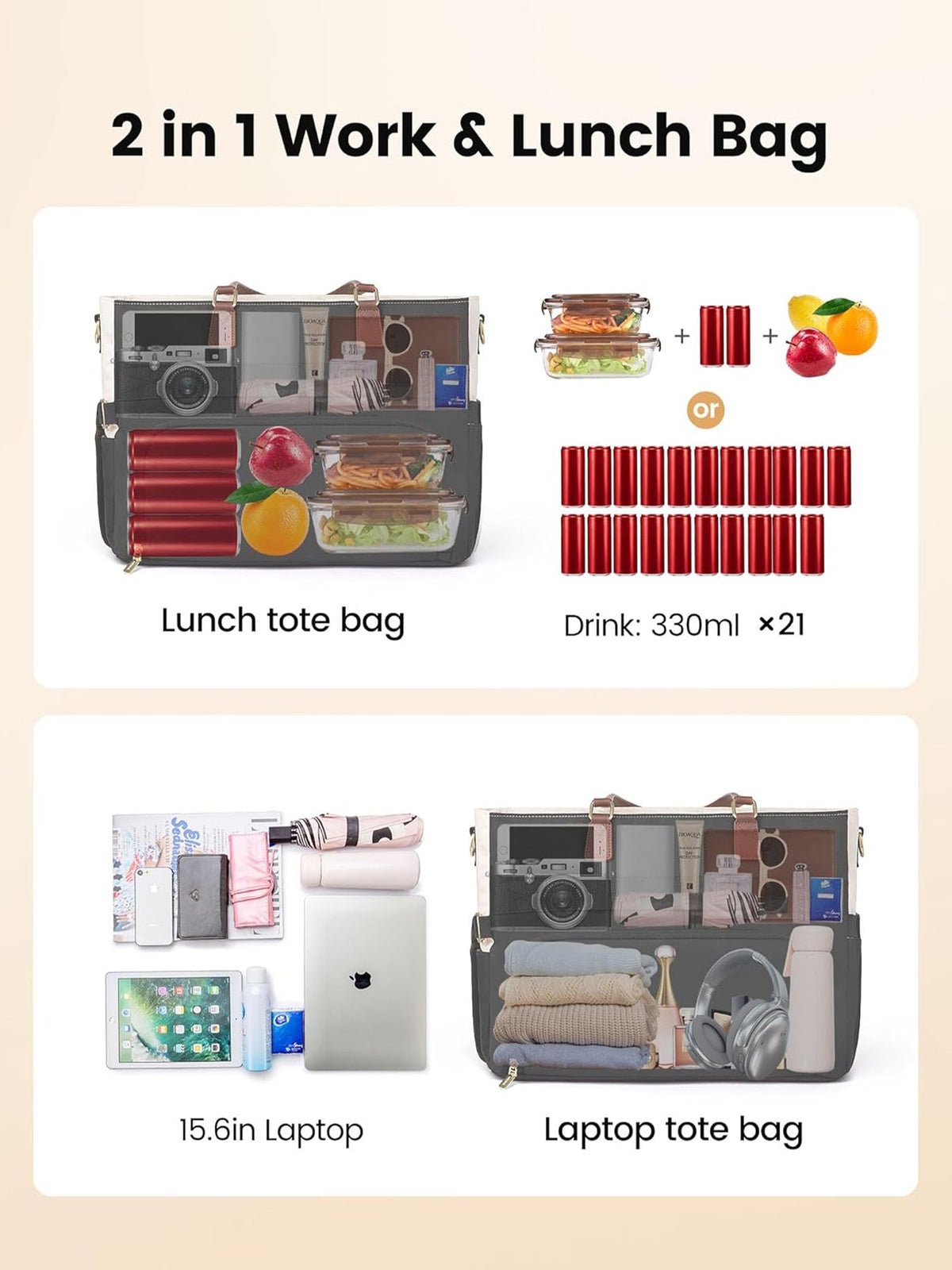 Lunch Tote Bag, 15.6" 17.3"