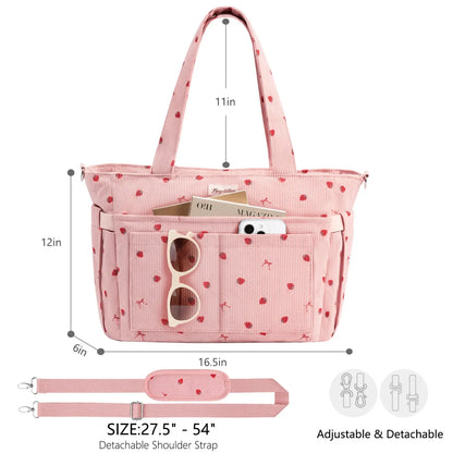 LeodoBag Women's Corduroy Laptop Work Tote