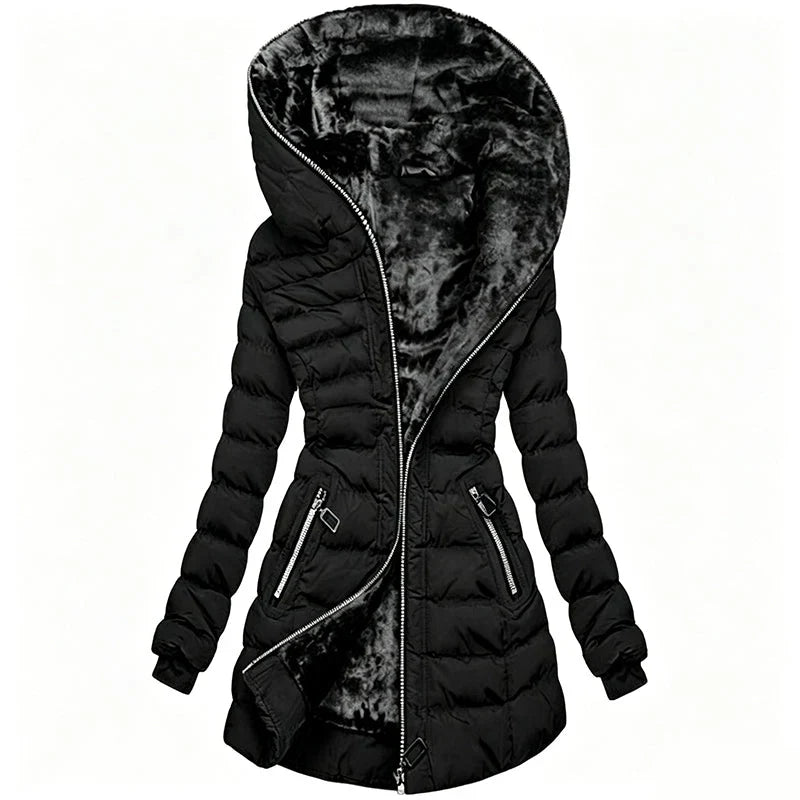 ❄️Warmth Without the Bulk | Women's Plush-Lined Hooded Mid-Length Coat⚡ Free Shipping
