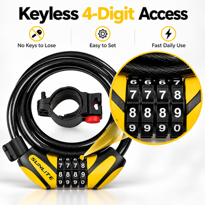 🔒Bike Lock Cable,🚲 4 Feet Bike Cable Lock Basic Self Coiling Kids Bike Lock