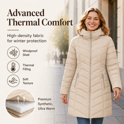 ❄️Warmth Without the Bulk | Women's Plush-Lined Hooded Mid-Length Coat⚡ Free Shipping