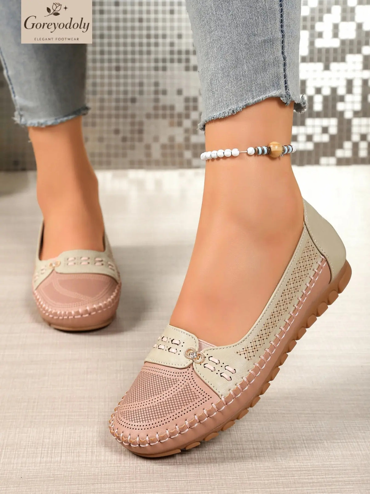 Women's Goreyodoly Elegant Casual Slip-On Flats with Chain Decor