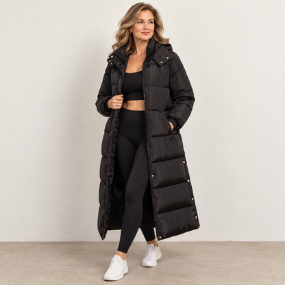 Womens Long Puffer Coat Warm Zip Hooded Winter Coats Jackets