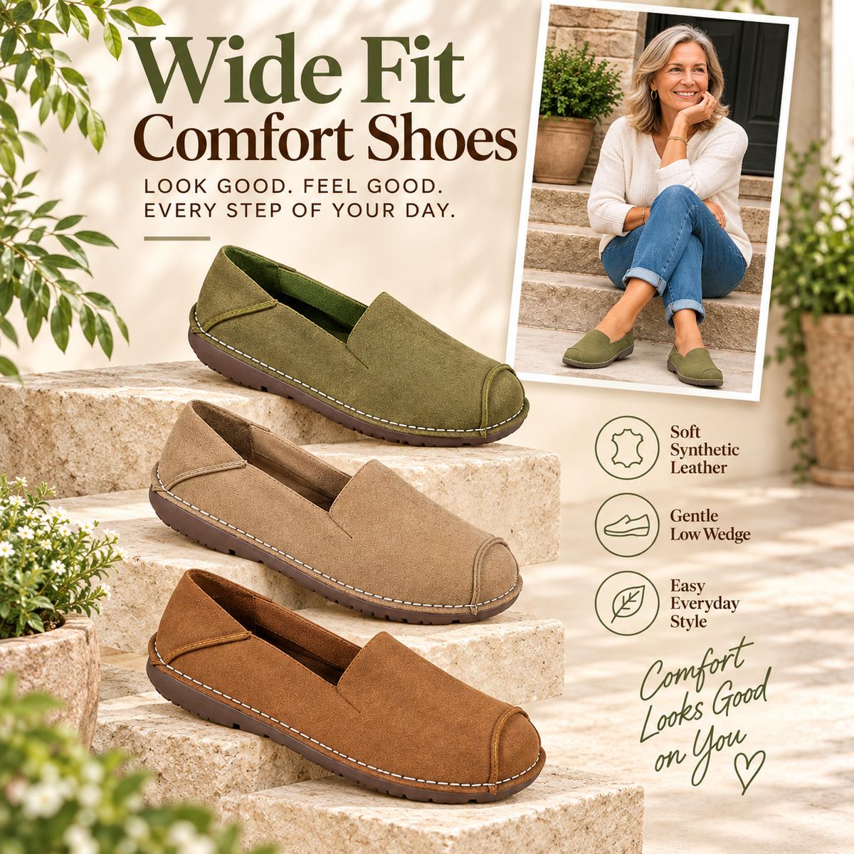 💥 Mega Sale - 50% OFF Best Sellers Today Only! 💥Women’s Wide Fit Comfort Slip-On Shoe