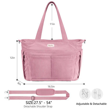 LeodoBag Women's Corduroy Laptop Work Tote