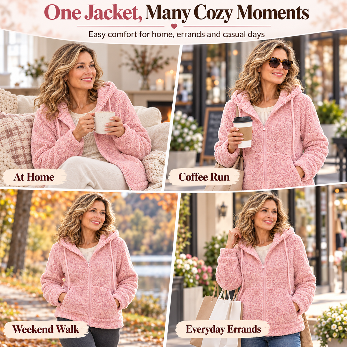 2026 Women’s Cozy Teddy Fleece Hooded Jacket – Warm Zip-Up Plush Cardigan