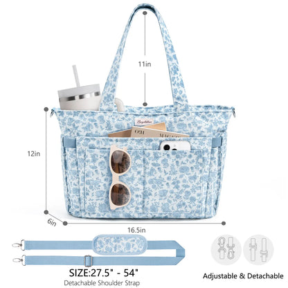LeodoBag Women's Corduroy Laptop Work Tote