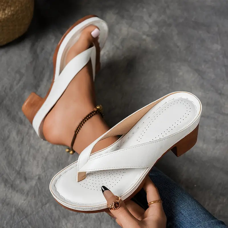 🔥Best Seller-Last Day Sale 60% OFF🔥Women'S Solid Color Summer Chunky Heel Sandals ( Buy 2 Free Shipping )