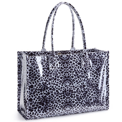 KALIDI Women's PVC+Paper Aesthetic Tote Bag - Waterproof Lightweight Large Capacity Double Handle Everyday Bag for Work, Gifts for Women