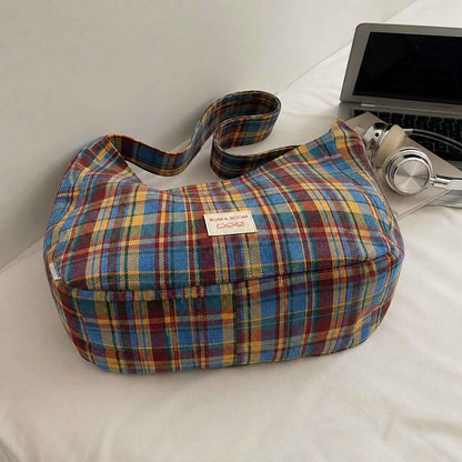 Tweed Plaid Patchwork Hobo Bag