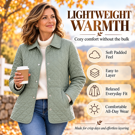 2026 New Arrival – Women's Diamond Quilted Jacket | Lightweight Button-Down Padded Coat for Fall & Winter