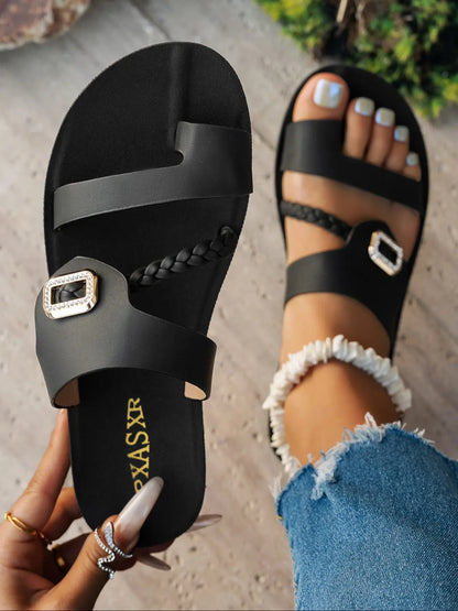 Women's Summer Flat Slide Embellished Sandals