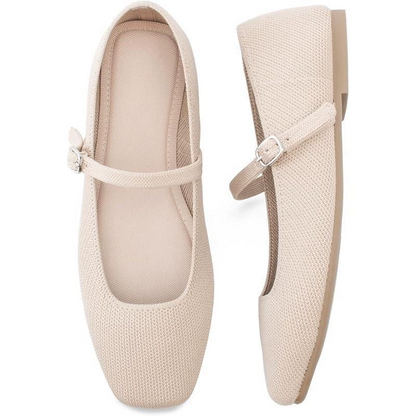 FlexStep™ Knit Mary Jane Flats – Square Toe Comfort Shoes for Women