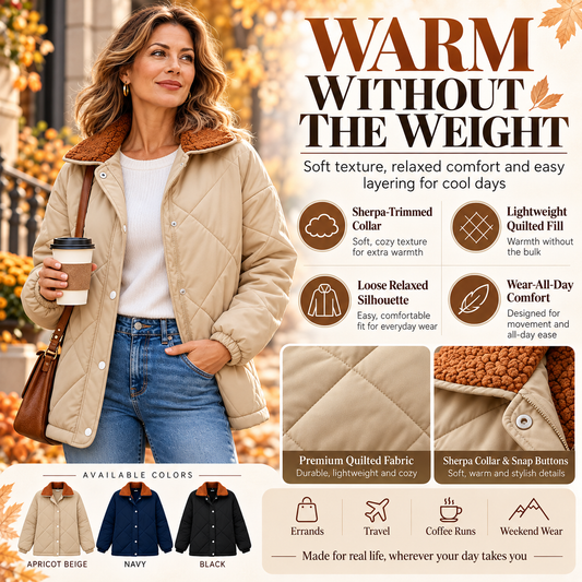 2026 New Arrival – Women's Lightweight Quilted Jacket | Stylish Padded Coat for Fall