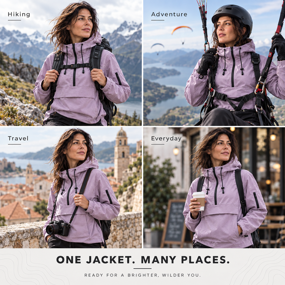 Rain Jacket Women, Women’s Lightweight Anorak Pullover Hoodie Jacket, Water-Resistant