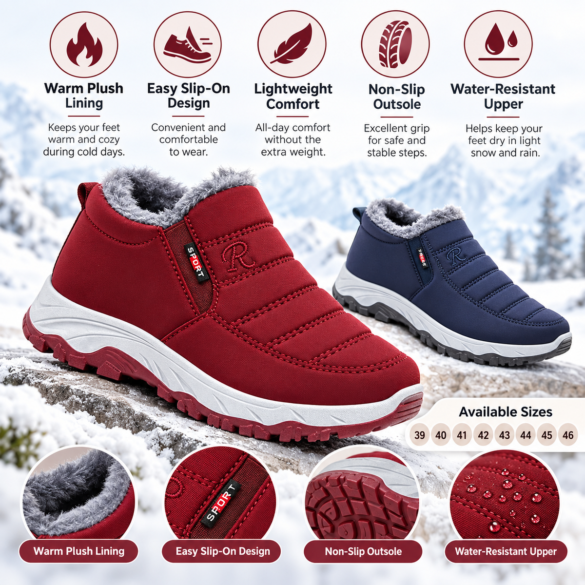 Women’s Comfort Winter Boots – Warm Fleece-Lined Everyday Walking Shoes