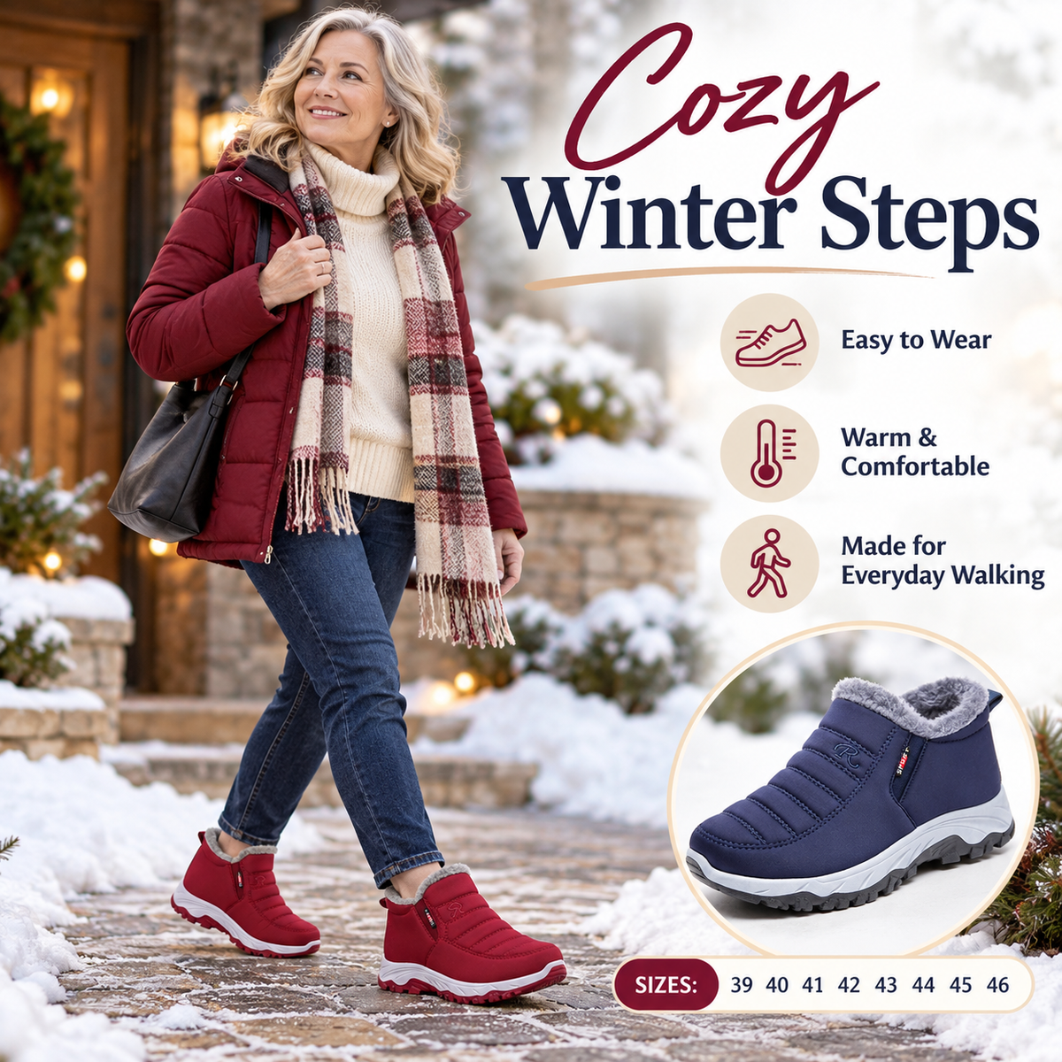 Women’s Comfort Winter Boots – Warm Fleece-Lined Everyday Walking Shoes