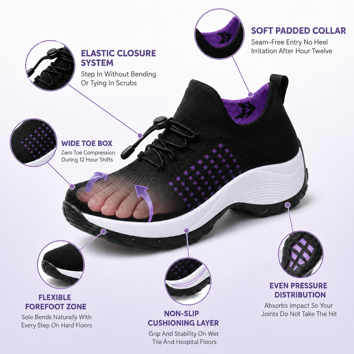 KAVEROX - Stretch Cushion Comfort & Relief All Day Walking Shoes