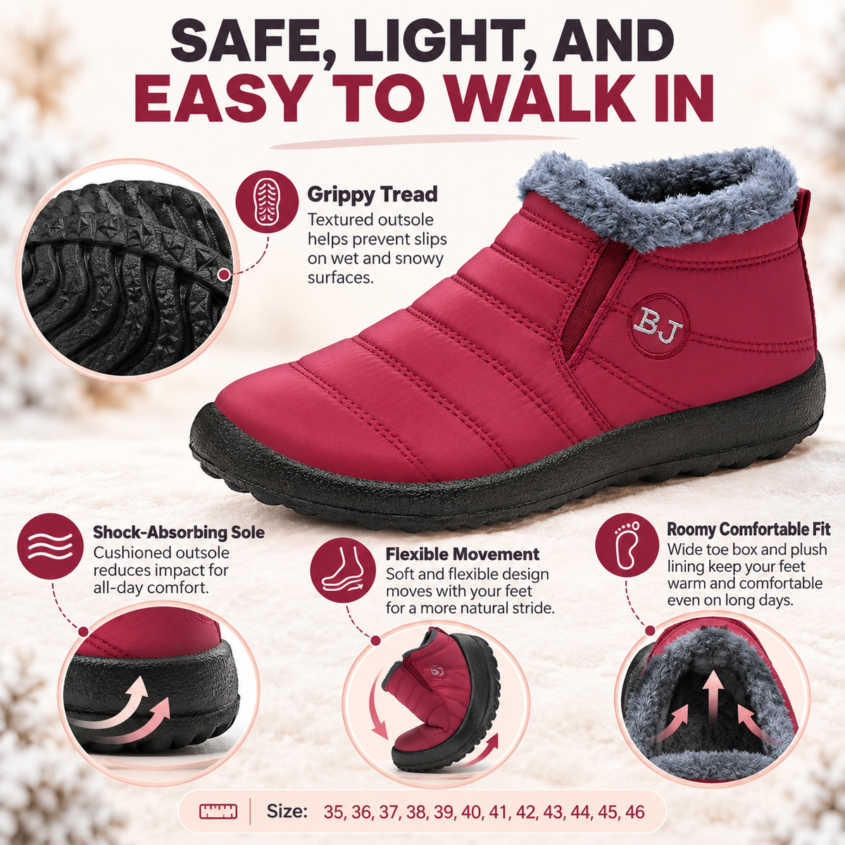 2026 Lightweight Snow Boots – Cozy Fleece-Lined Everyday Footwear