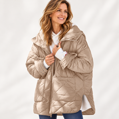 Womens Quilted Puffer Jacket Hooded Winter Coat Lightweight Jacket