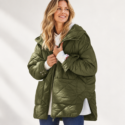 Womens Quilted Puffer Jacket Hooded Winter Coat Lightweight Jacket